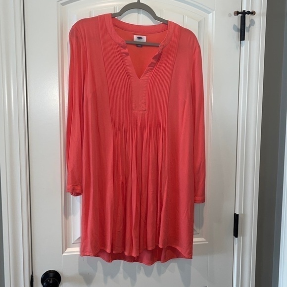 Pretty coral old navy long sleeve pleated tunic Med - Picture 1 of 13